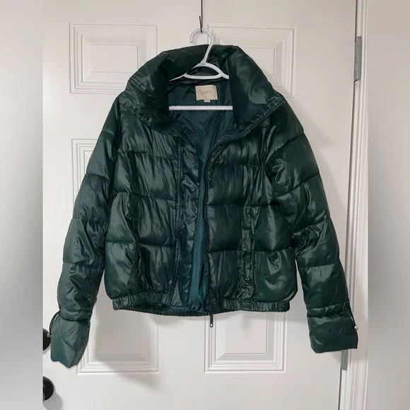 LOFT Dark Green Puffer Coat - Picture 4 of 5